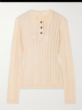 Frame ribbed knit Henley top size s